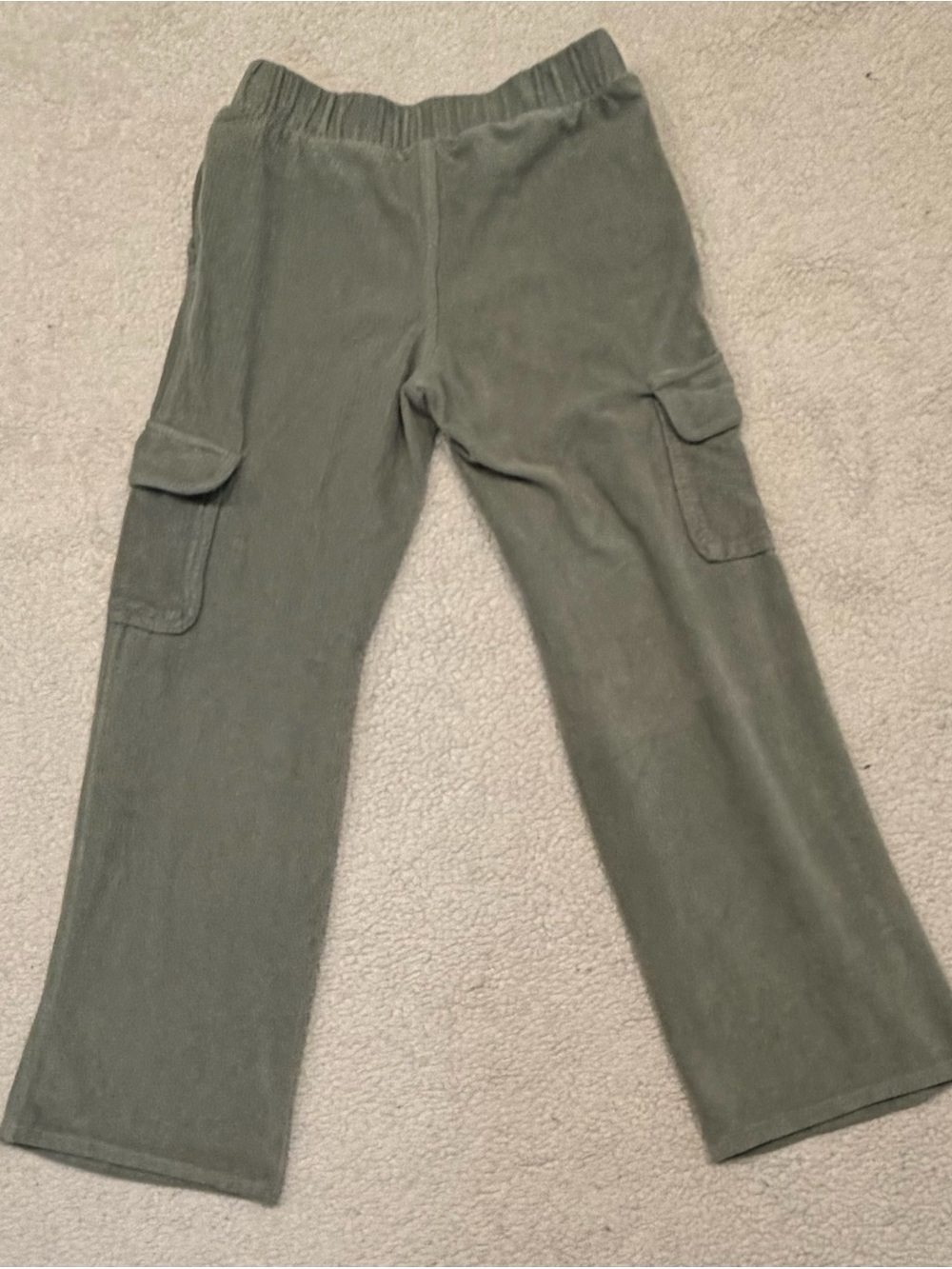 Cat & Jack Sage Green Velour Cargo Pants - Picture 3 of 3